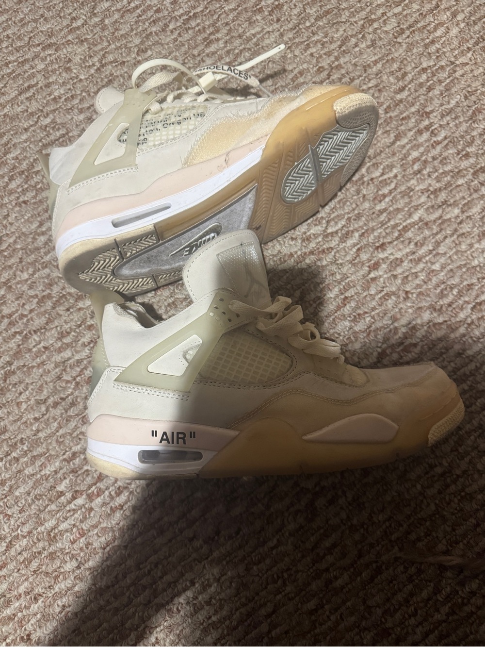 Off-White Women's Athletic Shoes in Cream and Tan